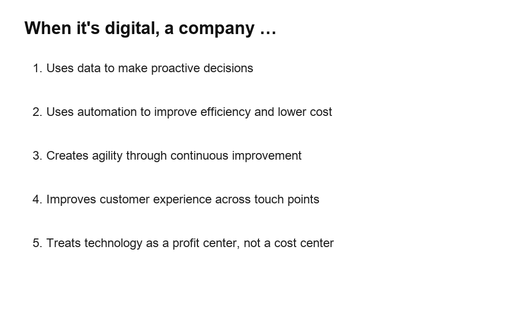 Five features of a digital company